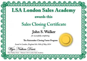 Sales Closing Certificate