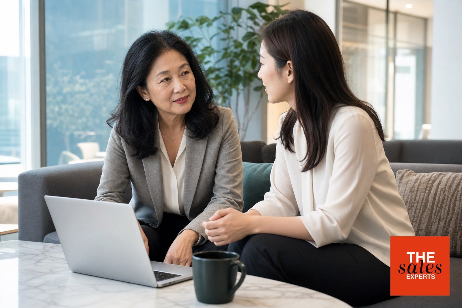 Recruitment advisor discussing long-term career growth with a placed candidate