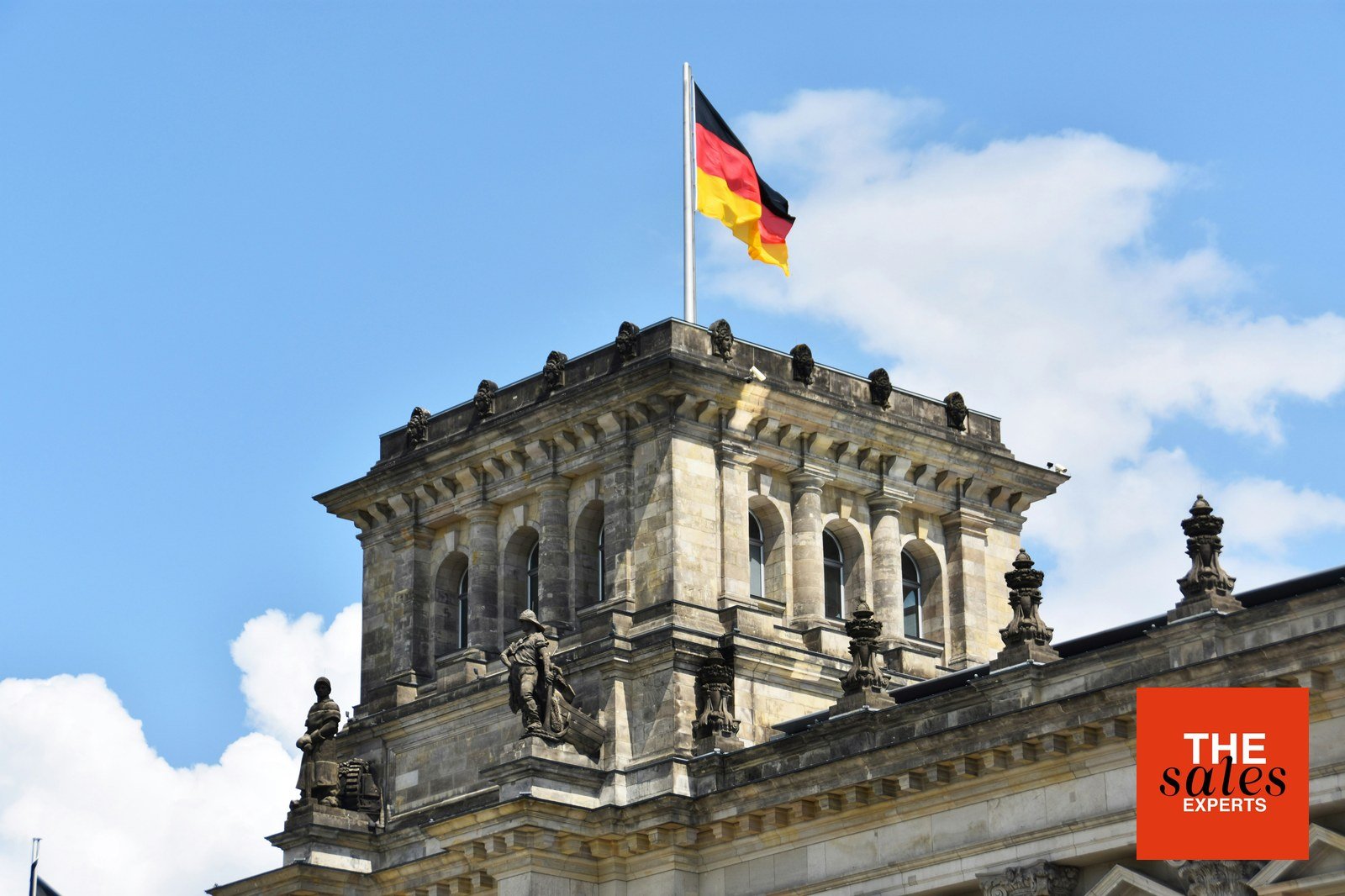 German flag above the Reichstag in Berlin